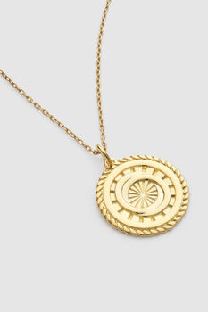 14 K Gold Sunburst Interlocking Circle Pendant Necklace, 2 of 4