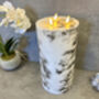 30cm Xl Marbled Grey LED Pillar Candle – Real Wax, thumbnail 8 of 12