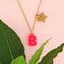 Pink Letter/Initial And Gold Star Charm Necklace, thumbnail 1 of 6