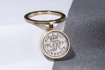 1951 75th Birthday Sixpence Coin Keyring Gift, 2 of 6
