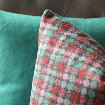Multi Spot Pink And Turquoise Wool Cushion, 2 of 3