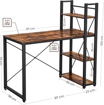 Computer Desk With Storage Shelves Industrial Style, 9 of 12