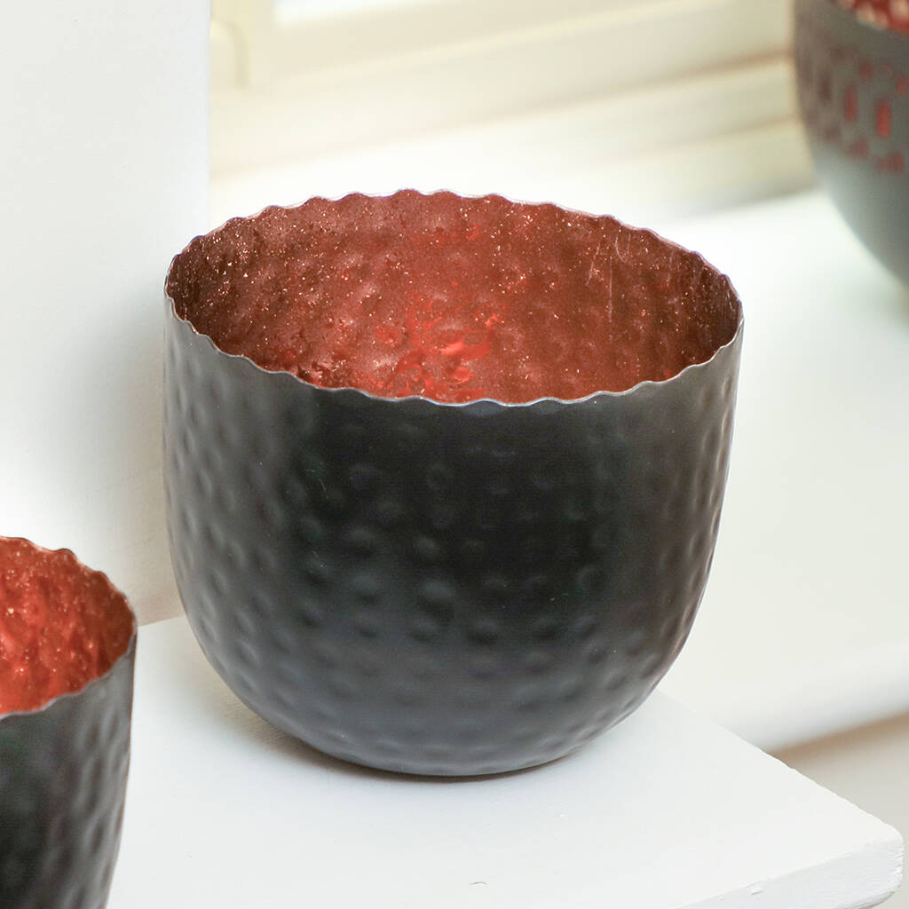 Black And Copper Tealight Holders, 1 of 5