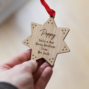 Personalised Wooden Christmas Star For Primary School Pupils, 3 of 4
