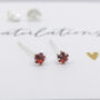 Mini Sterling Silver Ruby Stud Earrings, thumbnail 2 of 5