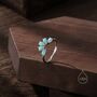 Aqua Green Opal Curved Chevron Ring Sterling Silver, thumbnail 5 of 10