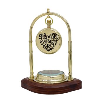 Personalised Brass Colour Desk Clock With Compass, 10 of 12