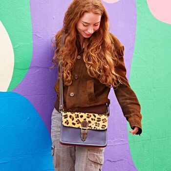 Recycled Leather Animal Print Crossbody Clutch Bag, 3 of 10