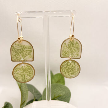 Green Botanical Statement Hoop Earrings For Her, 5 of 12