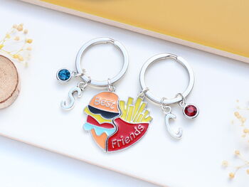 Personalised Pair Of Best Friends Burger And Fries Keyrings, Matching Set, 4 of 7