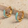 Turquoise Gold Vermeil Plated Huggie Hoop Earrings, thumbnail 1 of 7