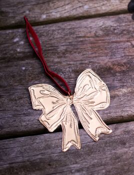 Embossed Tin Bow Hanging Ornament, 2 of 3