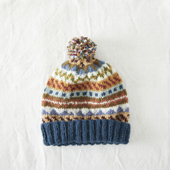 Fair Trade Eco Knit Nordic Unisex Bobble Hat Waste Wool, 8 of 12