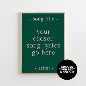 Custom Text Quote Song Art Print Personalised Poster, 3 of 7