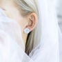 White Pearlescent Stud Wedding Bridal Earrings, thumbnail 1 of 5