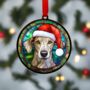 Greyhound In Santa Hat Suncatcher Decoration, thumbnail 2 of 6