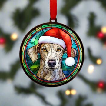 Greyhound In Santa Hat Suncatcher Decoration, 2 of 6