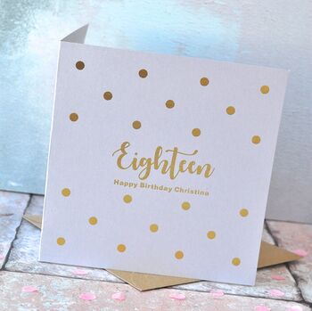 Spotty Personalised Gold Foiled Birthday Card, 3 of 5