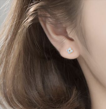 Sterling Silver Blue Crystal Stud Earrings, 2 of 6