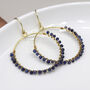 Gold Plated Large Hoop Earrings With Blue Sodalite Gems, thumbnail 1 of 2