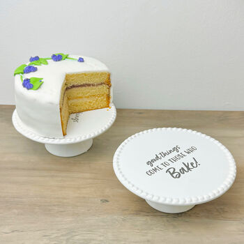 White Ceramic Cake Stand And Cake Plate Gift For Bakers, 3 of 12