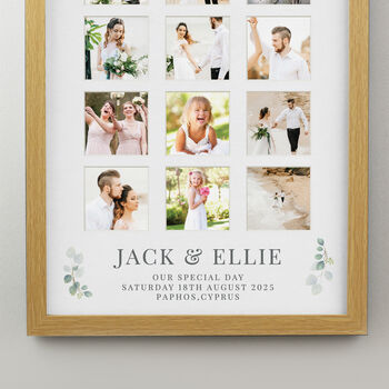 Personalised Botanical Oak Multi Photo Frame Wedding Gift, 5 of 6