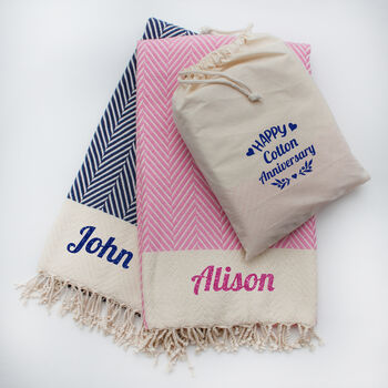 Personalised Cotton Throws, 2nd Anniversary Gift, 4 of 12