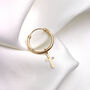 9ct Yellow Gold Cross Thick Single Hoop Earring, thumbnail 3 of 4