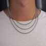 Men's Silver Matte Cuban Chain Necklace 3mm, thumbnail 5 of 10