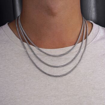 Men's Silver Matte Cuban Chain Necklace 3mm, 5 of 10