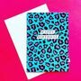 Blue Leopard Print Birthday Card, thumbnail 1 of 4