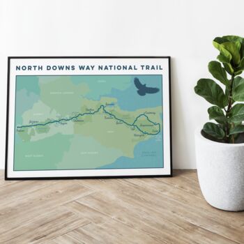 North Downs Way Art Print With Walking Trail Map, 6 of 10