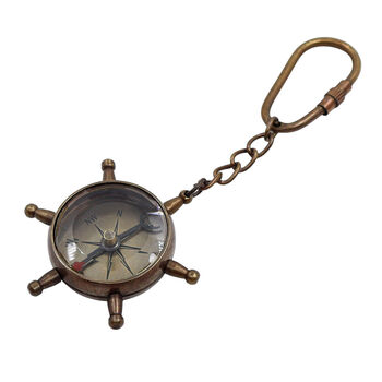 Bronze Ship Wheel Compass Keyring, 9 of 9