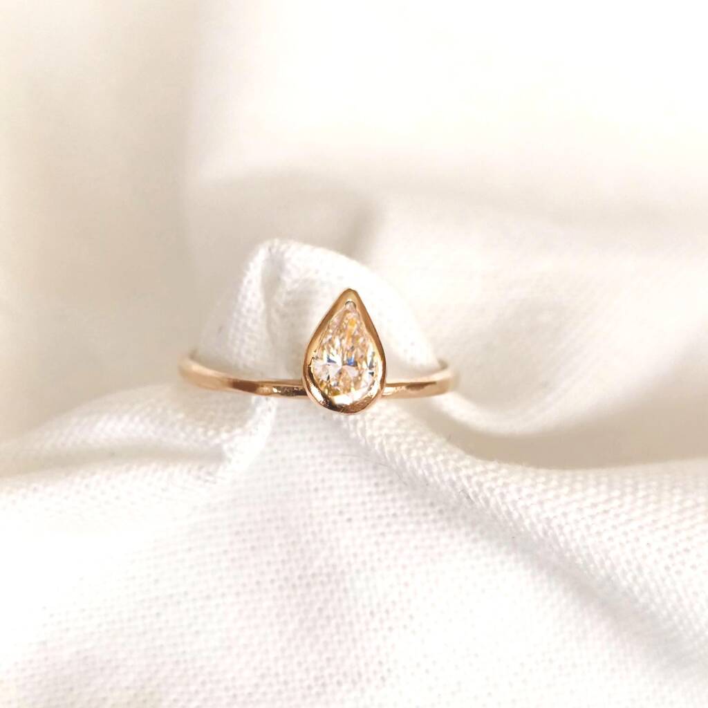 Pear Diamond Solitaire Ring On 18ct Gold, 1 of 5