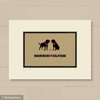 Personalised Rottweiler Print For One Or Two Dogs, 9 of 10
