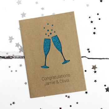 Personalised Champagne Flutes Glitter Cut Out Card, 2 of 4
