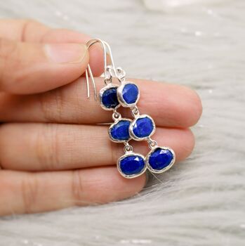 Lapis Lazuli Earrings: Silver Or Gold Dangle, December Birthstone, Blue Gemstone Drop, 2 of 5