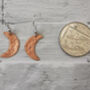 Copper Dangle Moon Earrings Handmade, thumbnail 3 of 4