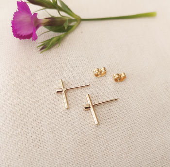 Modern Gold Studs With Gem Stone, 7 of 8