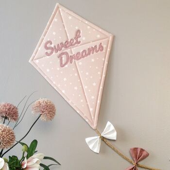 Sweet Dreams Nursery Wall Hanging, Pink Kite Decoration, 2 of 10