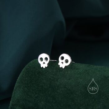 Cute Skull Stud Earrings In Sterling Silver, 5 of 9