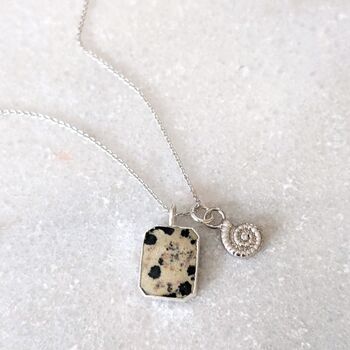 The Duo Dalmatian Jasper Necklace, Silver, 4 of 9