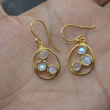 Rainbow Moonstone Earrings: Gold Or Silver Drop, 11 of 12