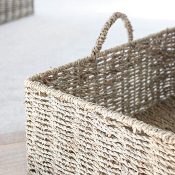 Rectangular Twisted Seagrass Basket With Handles, 3 of 4