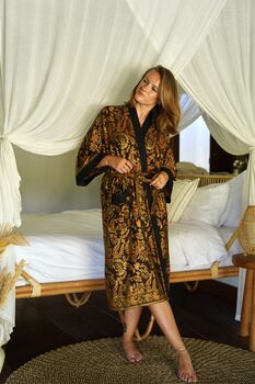 Chocolate Brown Batik Kimono Robe, 3 of 9