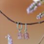 Strawberry Quartz Lily Twisted Huggie Hoop Earrings, thumbnail 2 of 11