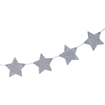 Silver Glitter Wooden Star Bunting Decoration, 2 of 3