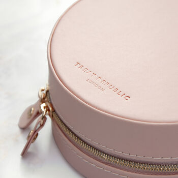 Personalised Blush Pink Round Jewellery Case, 5 of 6