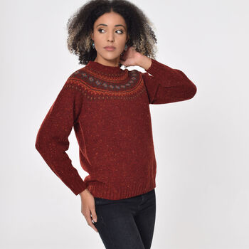 T Lab Ayla Ruby Red Fair Isle Lambswool Jumper, 8 of 8