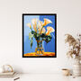 Luxurious Lily Calla Floral Blue Yellow Wall Art Print, thumbnail 4 of 6